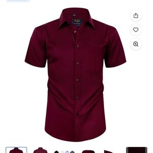 Alimens & Gentle Men's Burgundy Short Sleeve button down Shirt 2XL